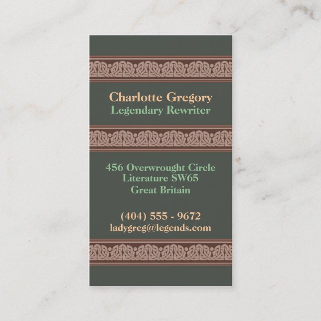 Knotwork Border Business Cards, Style A Card (Front)