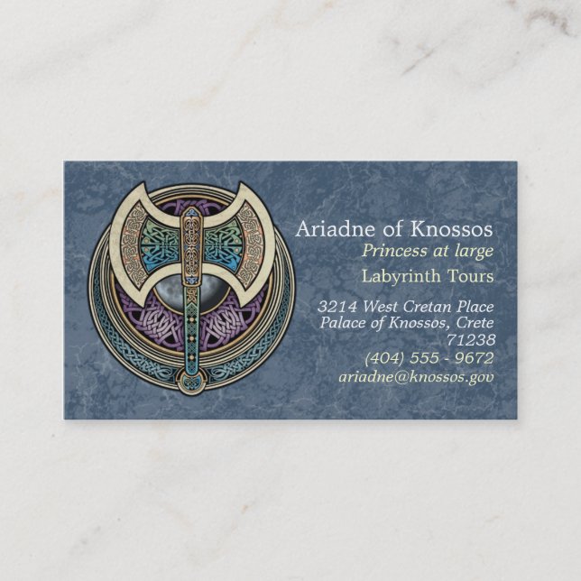 Knotwork Labrys Business Cards (Front)