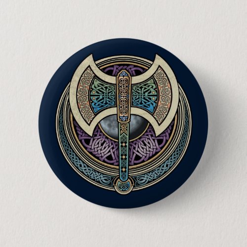 Knotwork Labrys Round Button