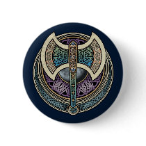 Knotwork Labrys Round Button