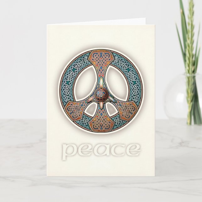 Knotwork Peace Sign Greeting Card (Front)