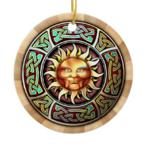 Knotwork Sun Pendant/Ornament Ceramic Ornament