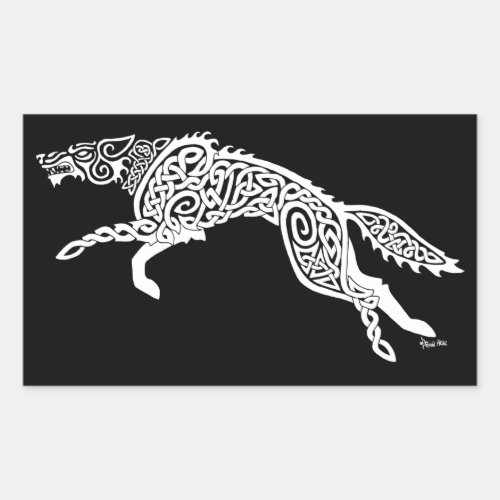 Knotwork Wolf, White on Black