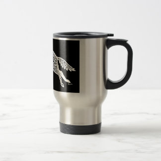 Knotwork Wolf, White on Black Travel Mug