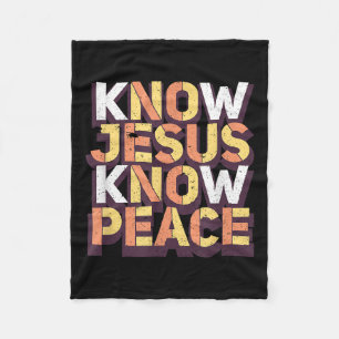 Know Jesus Know Peace Christian Religious Matching Fleece Blanket