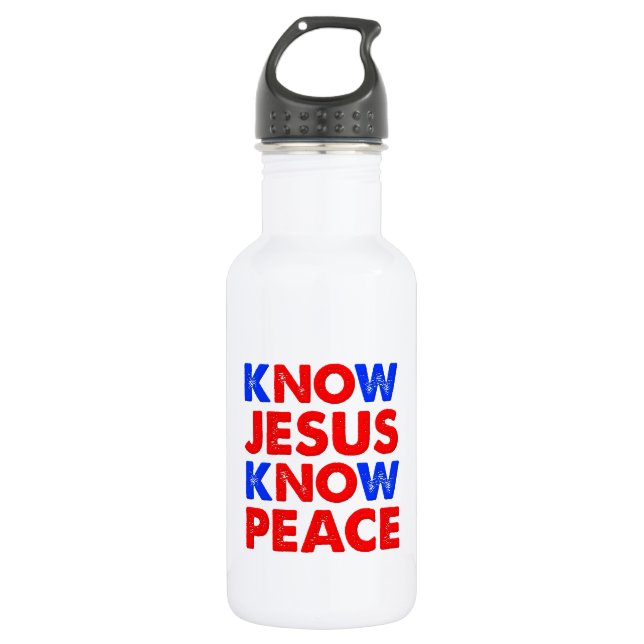 Know Jesus Know Peace Christian Stainless Steel Water Bottle (Front)