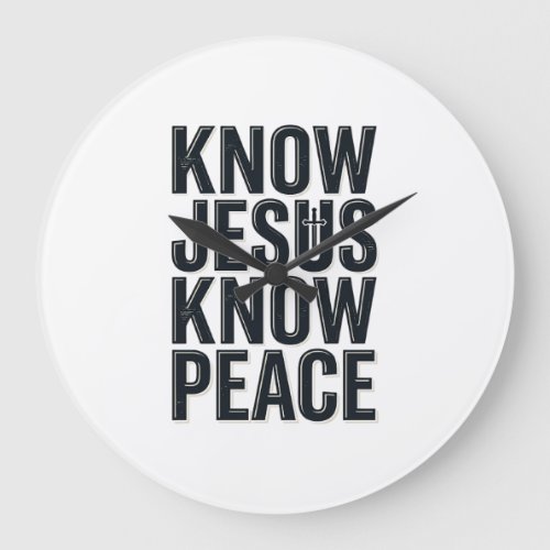 Know Jesus Know Peace Vintage Christian Typography Large Clock