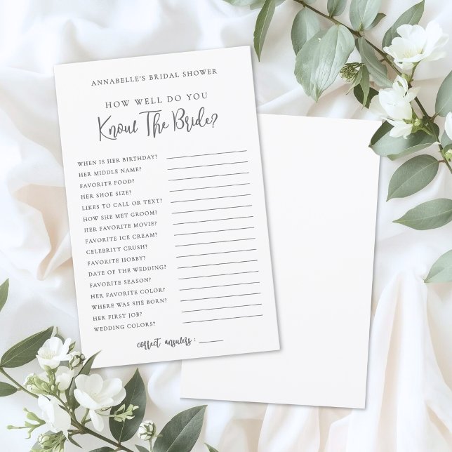 Know The Bride Quiz Bridal Shower Game (How Well Do You Know The Bride Bridal Shower Game)