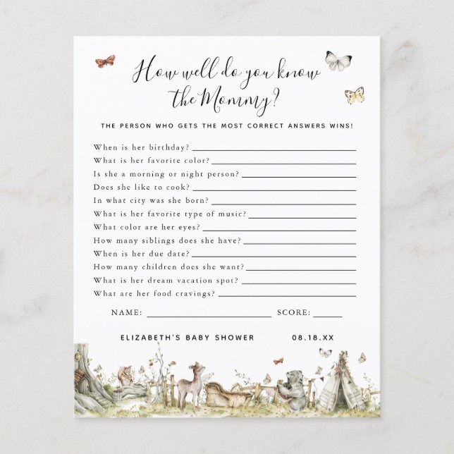 Know The Mommy | Baby Shower Game (Front)