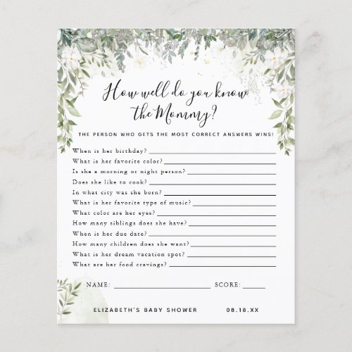 Know The Mommy | Baby Shower Game