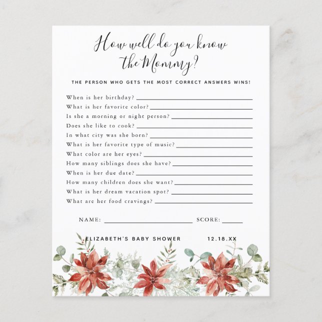 Know The Mommy | Baby Shower Game (Front)