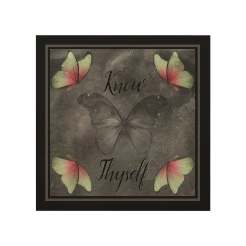 Know Thyself Gothic Butterfly Typography Wood Wall Art