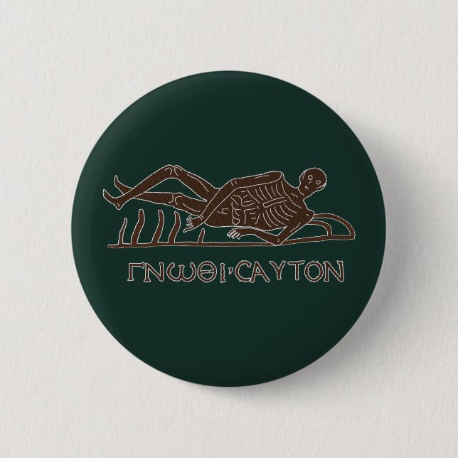Know Thyself Memento Mori Mosaic Button (Front)