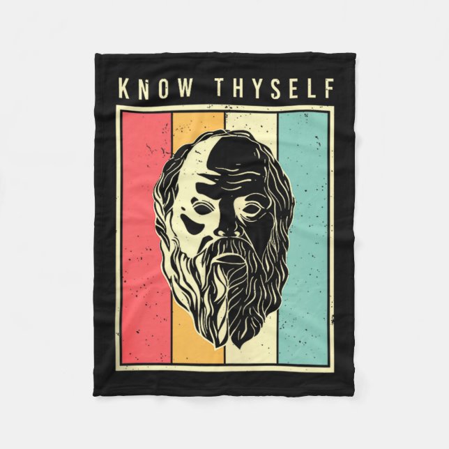 Know Thyself Philosophers Retro Philosophy Tank To Fleece Blanket (Front)