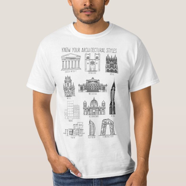 Know Your Architectural Styles Buildings T-Shirt (Front)