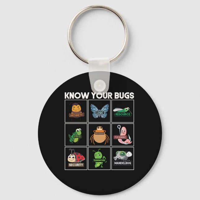 Know Your Bugs Programmer Coding Keychain (Front)