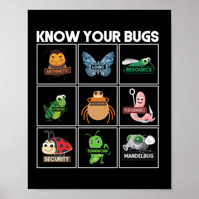 Know Your Bugs Programmer Coding Poster | Zazzle