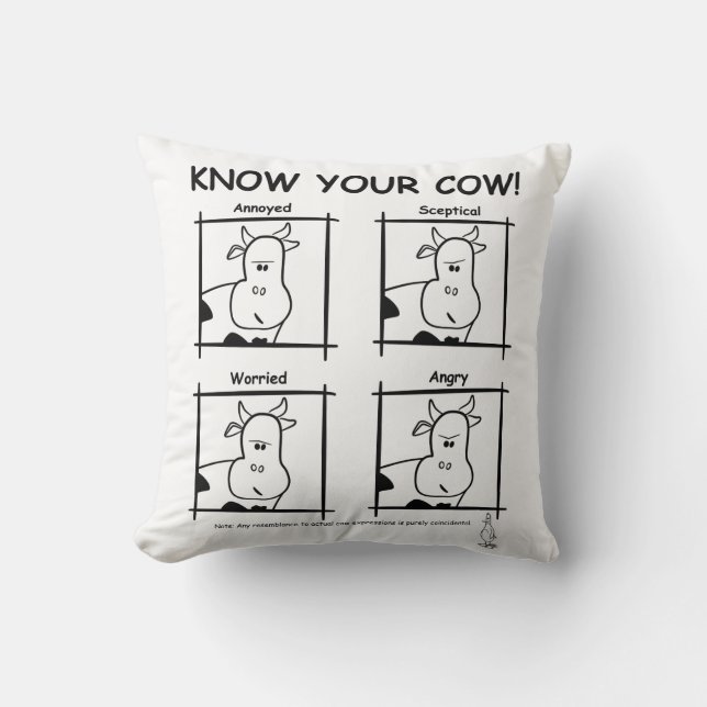 Know Your Cow! - Serious Mix Throw Pillow (Front)