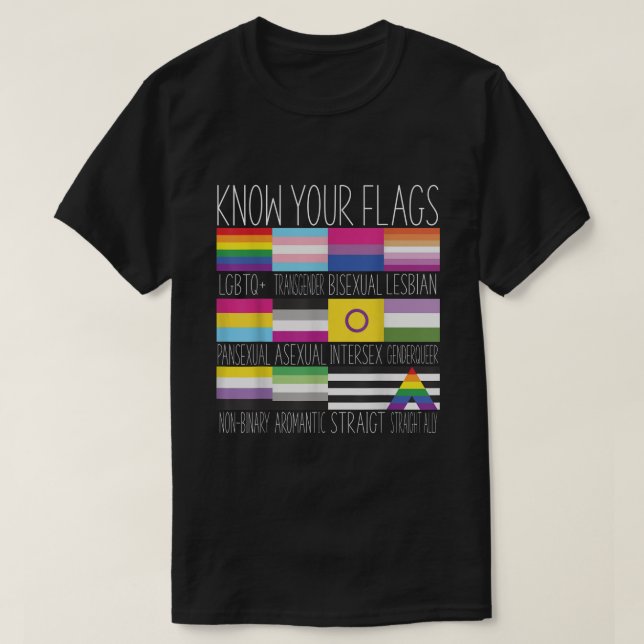Know Your Flags  LGBTQ+ Gay Pride Flag Transgender T-Shirt (Design Front)