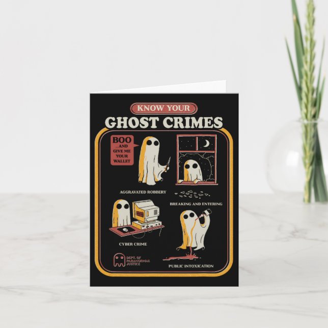 Know Your Ghost Crimes Funny Halloween  Card (Front)