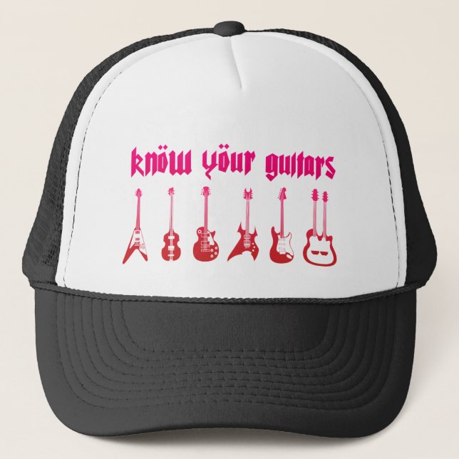 Know Your Guitar - Emo Alternative Grunge Rock Trucker Hat (Front)