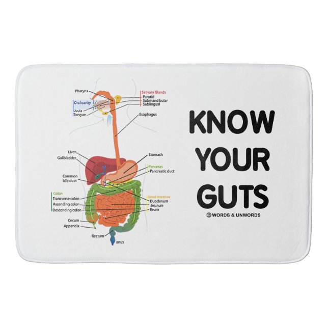 Know Your Guts Digestive System Geek Humor Bath Mat (Front)
