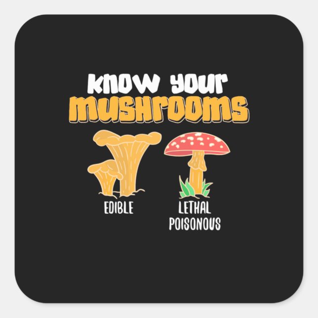 Know Your Mushrooms Square Sticker (Front)