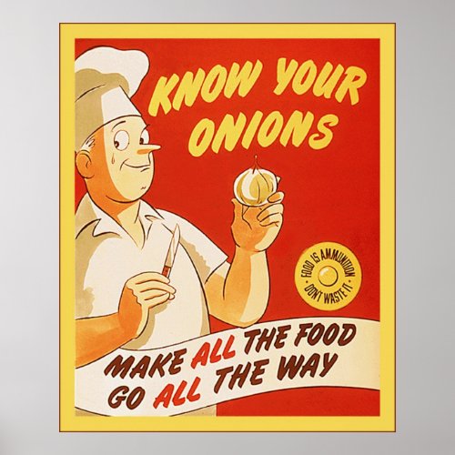 Know Your Onions  Vintage US WW2 Poster