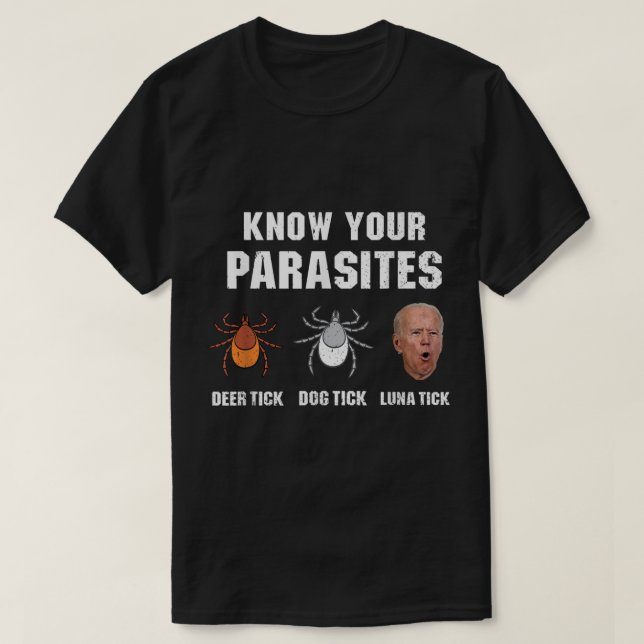 Know your parasites  Anti Joe Biden  T-Shirt (Design Front)
