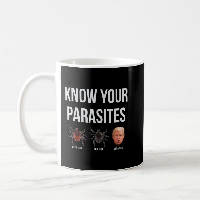 Know Your Parasites Dump President Trump Parasite  Coffee Mug (Left)