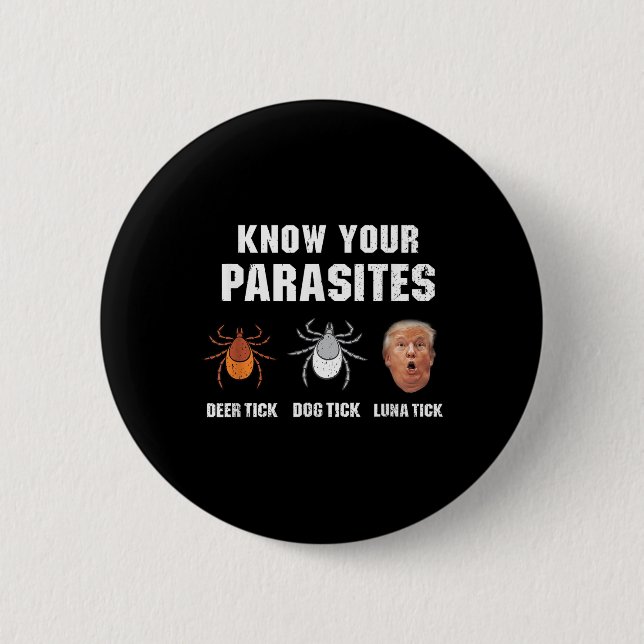 Know Your Parasites - Funny Anti Trump  Button (Front)