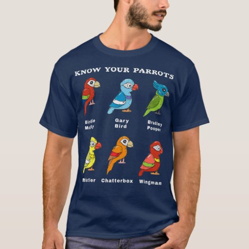 Know Your Parrots Funny Names Parakeet Cockatiel T_Shirt