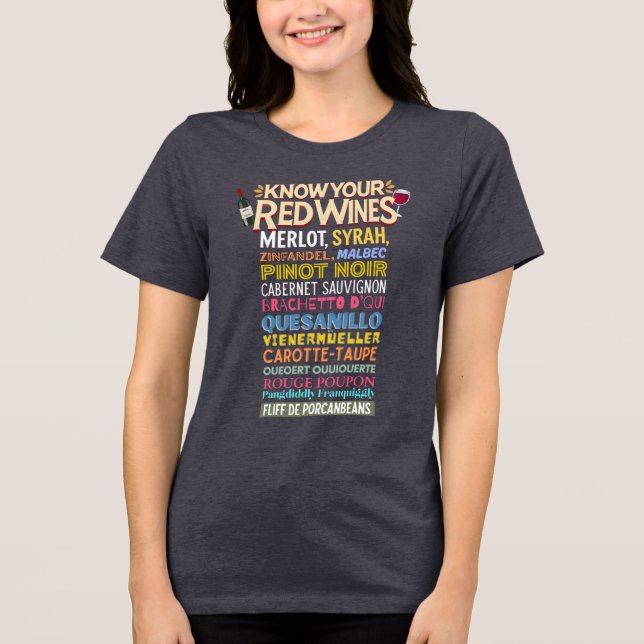Know Your Red Wines (Kinda) Tri-Blend Shirt (Front)