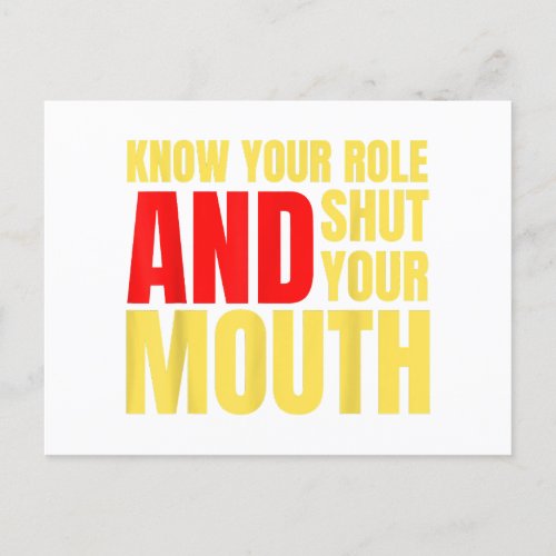 know your role and shut your mouth American footba Holiday Postcard