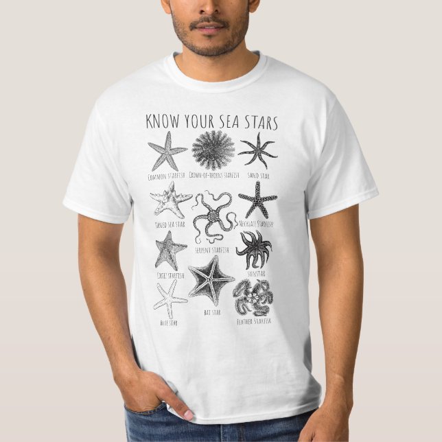 Know Your Sea Stars – Starfish Groups T-Shirt (Front)