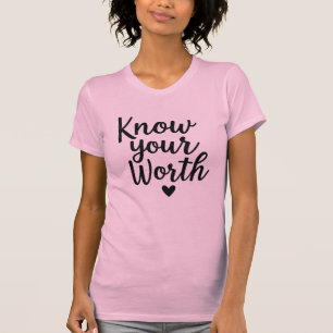 Know Your Worth – Pink Script Glitter  T-Shirt