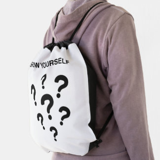 “KNOW YOURSELF” motivational bold text tee design Drawstring Bag