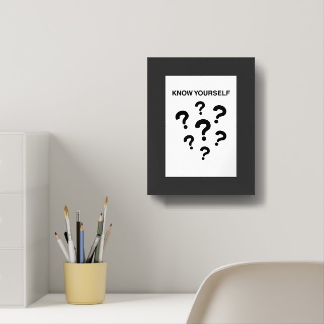 “KNOW YOURSELF” motivational bold text tee design Framed Art (Home Office)