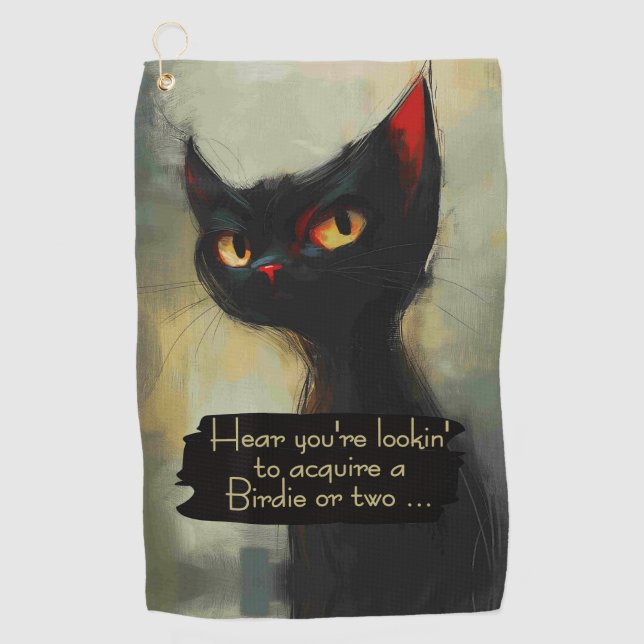  Knowing Black Cat Know what you Want Golf Towel (Front)