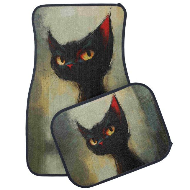  Knowing Black Ninja Cat  Car Floor Mat (Set)