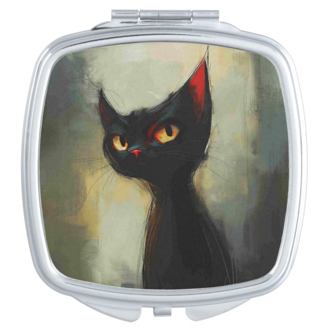  Knowing Black Ninja Cat  Compact Mirror (Front)