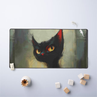 Knowing Black Ninja Cat Desk Mat