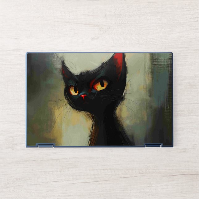  Knowing Black Ninja Cat  HP Laptop Skin (Front)