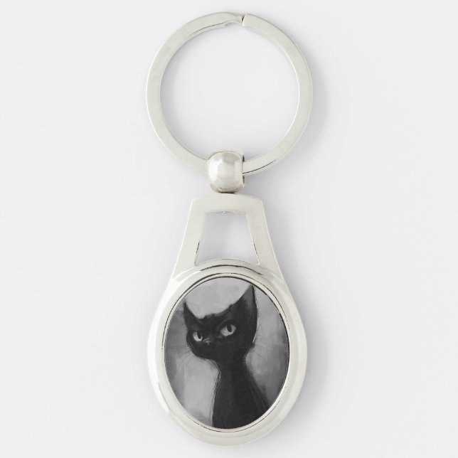  Knowing Black Ninja Cat  Keychain (Front)