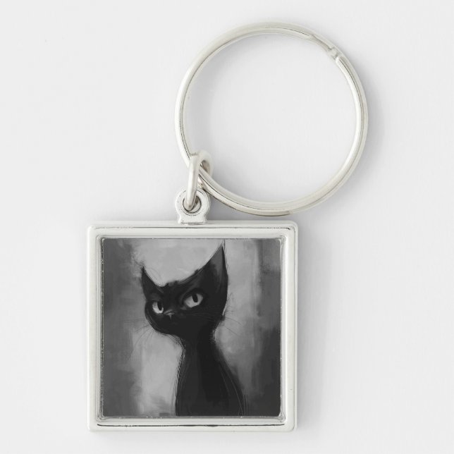  Knowing Black Ninja Cat  Keychain (Front)