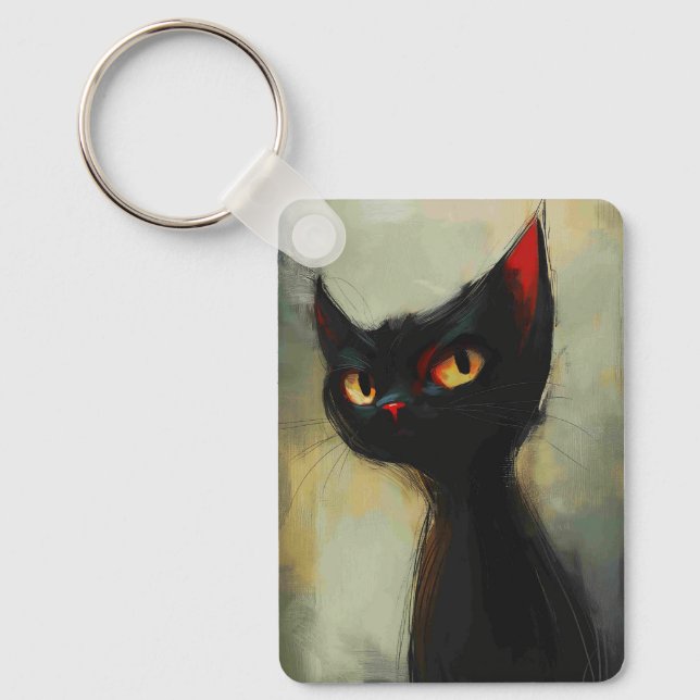  Knowing Black Ninja Cat  Keychain (Front)