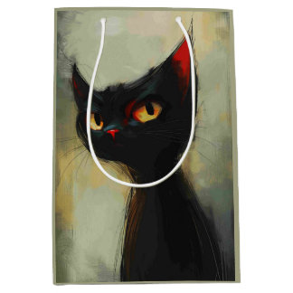  Knowing Black Ninja Cat  Medium Gift Bag