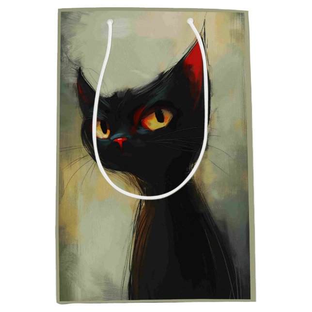  Knowing Black Ninja Cat  Medium Gift Bag (Front)