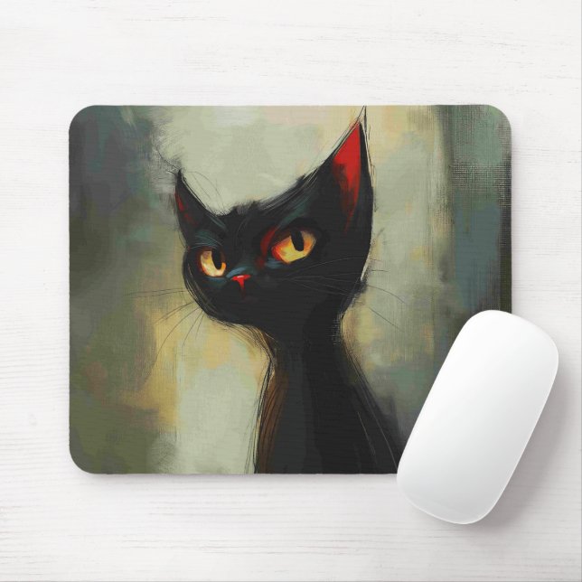  Knowing Black Ninja Cat  Mouse Pad (With Mouse)