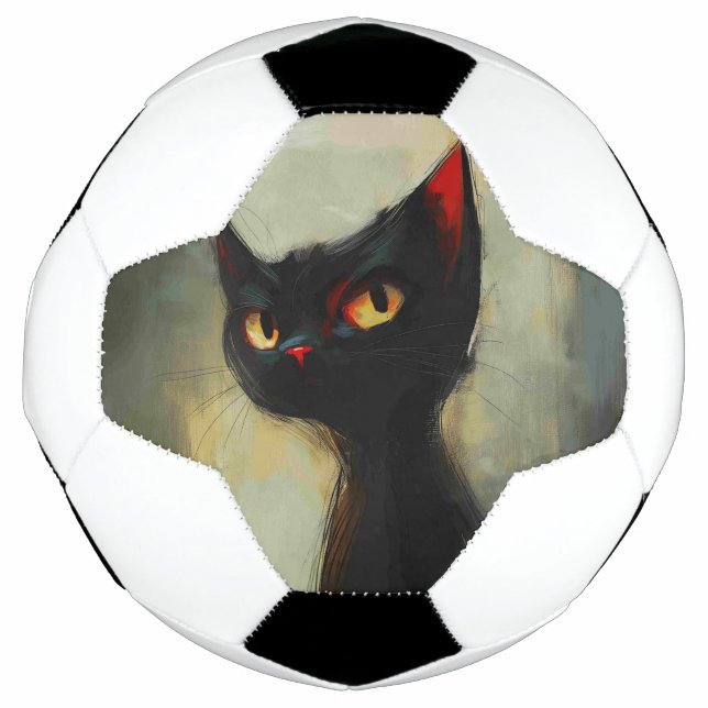  Knowing Black Ninja Cat  Soccer Ball (Front)